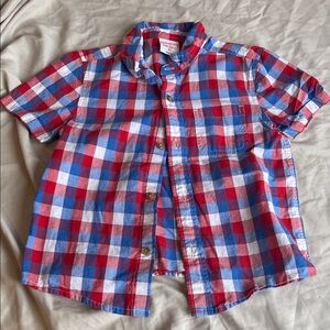 Boys Jumping Beans Red White & Blue Plaid Button Down Shirt